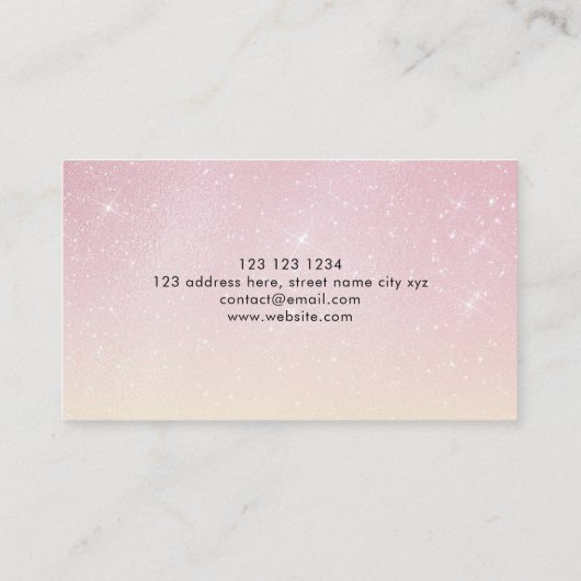 Event Planner Elegant Roos Gold Pink Glitter Visitekaartje (Achterkant)