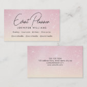 Event Planner Elegant Roos Gold Pink Glitter Visitekaartje (Voorkant / Achterkant)