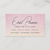 Event Planner Elegant Roos Gold Pink Glitter Visitekaartje (Voorkant)