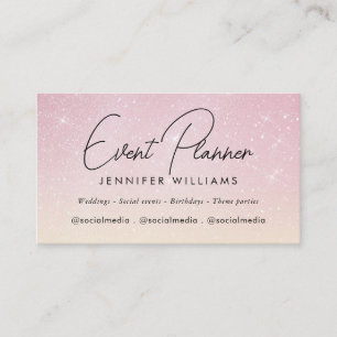 Event Planner Elegant Roos Gold Pink Glitter Visitekaartje