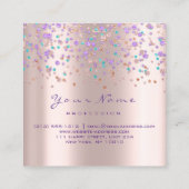 Event Planner Eyelash Makeup Roos Paarse Confetti Vierkante Visitekaartje (Achterkant)