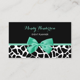 Event Planner  Giraffe Print Mint Green Bow Visitekaartje