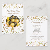 Event Planner Gold Black Balloons Glitter Stars Visitekaartje (Voorkant / Achterkant)