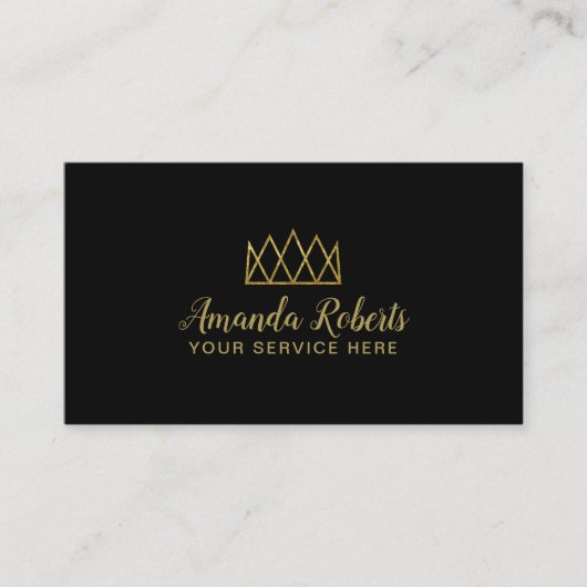 Event Planner Gold Geometric Crown Modern Black Visitekaartje (Voorkant)