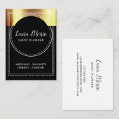 Event Planner Gold Metallic op Black Marquee Visitekaartje (Voorkant / Achterkant)