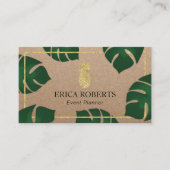 Event Planner Gold Pineapple Rustic Kraft Visitekaartje (Voorkant)