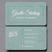 Event Planner Green Teal Floral Visitekaartje