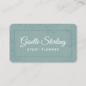 Event Planner Green Teal Floral Visitekaartje (Voorkant)