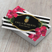 Event Planner Hawaiian Pineapple Modern Stripes Visitekaartje
