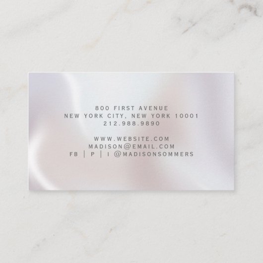Event Planner Iridescent Pearl Shimmer Visitekaartje (Achterkant)