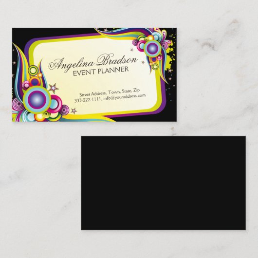 Event Planner Kleurrijke Grafisch Ontwerp Kaart Visitekaartje (Voorkant / Achterkant)
