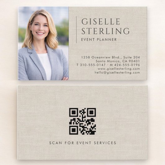 Event Planner Linnen Foto QR Code Visitekaartje
