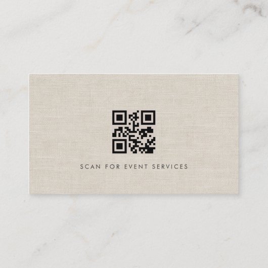 Event Planner Luxury Neutral Linen QR Code Visitekaartje (Achterkant)
