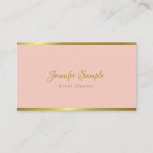 Event Planner Modern Elegant Hand Script Pink Gold Visitekaartje
