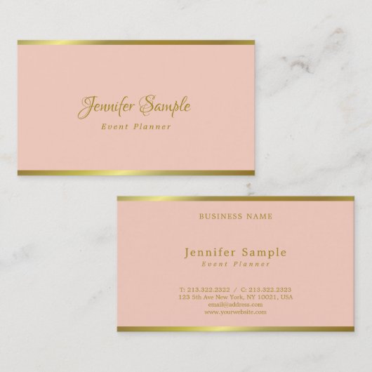 Event Planner Modern Elegant Hand Script Pink Gold Visitekaartje (Voorkant / Achterkant)