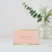 Event Planner Modern Elegant Hand Script Pink Gold Visitekaartje (Staand voorkant)