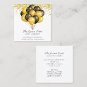 Event Planner Modern Gold Black Balloons Glitter B Vierkante Visitekaartje (Voorkant / Achterkant)