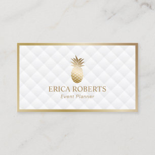 Event Planner Modern Gold Pineapple Luxury White Visitekaartje