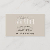 Event Planner Modern Typografie Script Beige Visitekaartje (Achterkant)