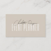 Event Planner Modern Typografie Script Beige Visitekaartje (Voorkant)