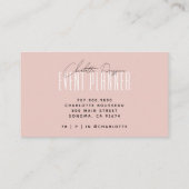 Event Planner Modern Typografie Script Blush Pink Visitekaartje (Achterkant)