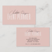 Event Planner Modern Typografie Script Blush Pink Visitekaartje (Voorkant / Achterkant)