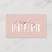 Event Planner Modern Typografie Script Blush Pink Visitekaartje (Voorkant)