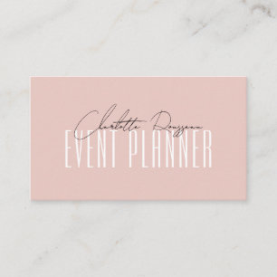 Event Planner Modern Typografie Script Blush Pink Visitekaartje