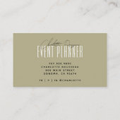 Event Planner Modern Typografie Script Sage Green Visitekaartje (Achterkant)