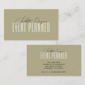 Event Planner Modern Typografie Script Sage Green Visitekaartje (Voorkant / Achterkant)