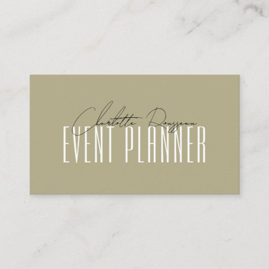 Event Planner Modern Typografie Script Sage Green Visitekaartje (Voorkant)