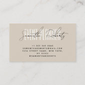 Event planner modern typography script beige visitekaartje (Achterkant)