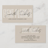 Event planner modern typography script beige visitekaartje (Voorkant / Achterkant)