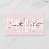 Event planner modern typography script blush pink visitekaartje (Voorkant)