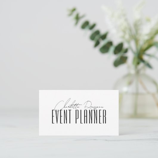 Event Planner Modern Typography Script Visitekaartje (Staand voorkant)