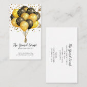 Event Planner Moderne Gouden Zwarte Ballonnen Glit Visitekaartje (Voorkant / Achterkant)