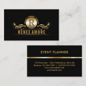 Event Planner | Monogram Elegant Gold Black Visitekaartje (Voorkant / Achterkant)