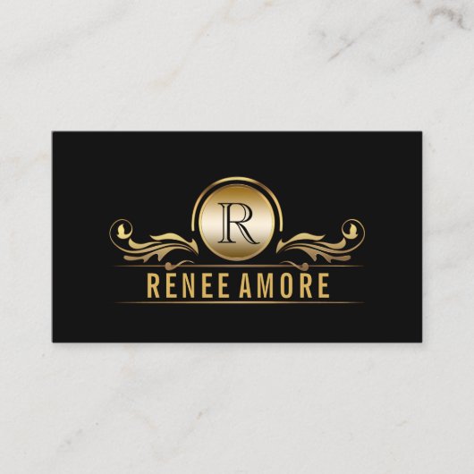 Event Planner | Monogram Elegant Gold Black Visitekaartje (Voorkant)
