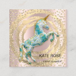 Event Planner Muziek Media Blauwe Eenhoorn Cirkel Vierkante Visitekaartje