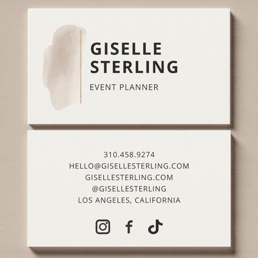Event Planner Neutral Beige Watercolor Visitekaartje