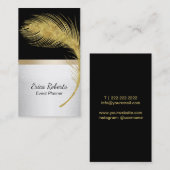 Event Planner Peacock Feather Modern Black & Gold Visitekaartje (Voorkant / Achterkant)