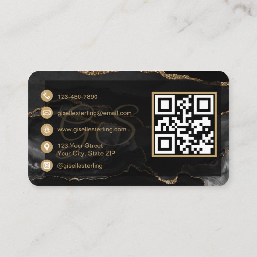 Event Planner QR Code Black Gold Visitekaartje (Achterkant)