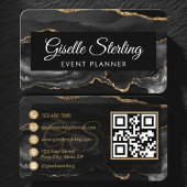 Event Planner QR Code Black Gold Visitekaartje