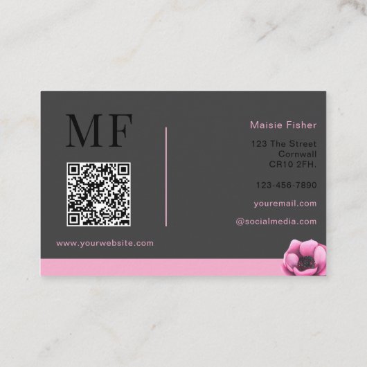 Event Planner QR Code Monogram Custom Modern Visitekaartje (Achterkant)
