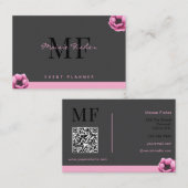 Event Planner QR Code Monogram Custom Modern Visitekaartje (Voorkant / Achterkant)