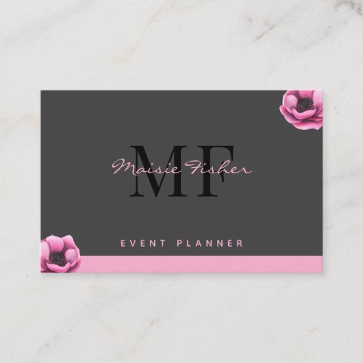 Event Planner QR Code Monogram Custom Modern Visitekaartje (Voorkant)