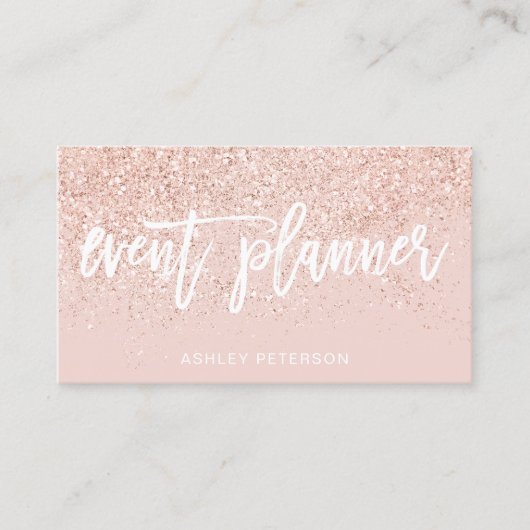 Event planner roos Gold glitter blush roze Visitekaartje (Voorkant)