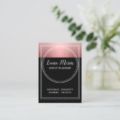Event Planner Roos Gold Metallic op zwart Visitekaartje (Staand voorkant)