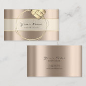 Event Planner Stripes Gold Ivory Creamy Floral Visitekaartje (Voorkant / Achterkant)