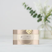 Event Planner Stripes Gold Ivory Creamy Floral Visitekaartje (Staand voorkant)